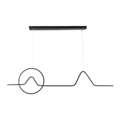 GloboStar® WINDY 61292 Κρεμαστό Φωτιστικό Οροφής Design LED CCT 67W 7504lm 300° AC 220-240V - Εναλλαγή Φωτισμού μέσω Τηλεχειριστηρίου All In One Ψυχρό 6000k+Φυσικό 4500k+Θερμό 2700k Dimmable Μ120 x Π4 x Υ30cm - Μαύρο - 3 Years Warranty