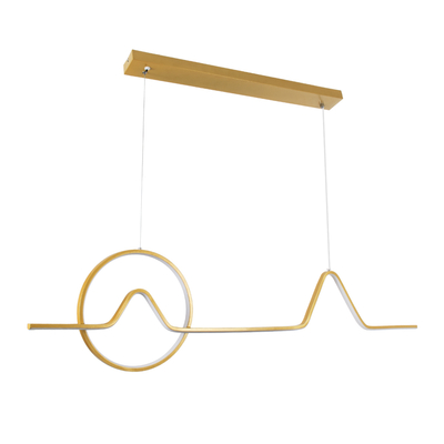 GloboStar® WINDY 61293 Κρεμαστό Φωτιστικό Οροφής Design LED CCT 67W 7504lm 300° AC 220-240V - Εναλλαγή Φωτισμού μέσω Τηλεχειριστηρίου All In One Ψυχρό 6000k+Φυσικό 4500k+Θερμό 2700k Dimmable Μ120 x Π4 x Υ30cm - Χρυσό Βούρτσας - 3 Years Warranty