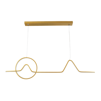 GloboStar® WINDY 61293 Κρεμαστό Φωτιστικό Οροφής Design LED CCT 67W 7504lm 300° AC 220-240V - Εναλλαγή Φωτισμού μέσω Τηλεχειριστηρίου All In One Ψυχρό 6000k+Φυσικό 4500k+Θερμό 2700k Dimmable Μ120 x Π4 x Υ30cm - Χρυσό Βούρτσας - 3 Years Warranty