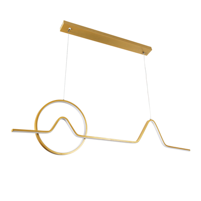 GloboStar® WINDY 61293 Κρεμαστό Φωτιστικό Οροφής Design LED CCT 67W 7504lm 300° AC 220-240V - Εναλλαγή Φωτισμού μέσω Τηλεχειριστηρίου All In One Ψυχρό 6000k+Φυσικό 4500k+Θερμό 2700k Dimmable Μ120 x Π4 x Υ30cm - Χρυσό Βούρτσας - 3 Years Warranty