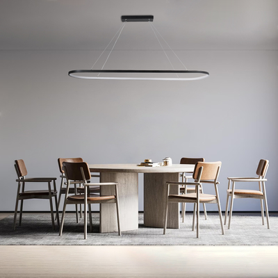 GloboStar® BOLIVAR 61271 Κρεμαστό Φωτιστικό Οροφής Design LED CCT 54W 6210lm 300° AC 220-240V - Εναλλαγή Φωτισμού μέσω Τηλεχειριστηρίου All In One Ψυχρό 6000k+Φυσικό 4500k+Θερμό 2700k Dimmable Μ120 x Π30 x Υ2cm - Μαύρο - 3 Years Warranty