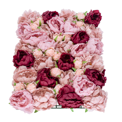 GloboStar® Artificial Garden ROSES STORY 20355 Τεχνητό Διακοσμητικό Πάνελ Λουλουδιών - Κάθετος Κήπος σύνθεση Ροζ & Βυσσινί Τριαντάφυλλα Μ40 x Π60 x Υ8cm