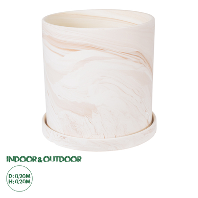 GloboStar® Artificial Garden LINDOS 20450 Πήλινο Κεραμικό Κασπώ Γλάστρα - Flower Pot Απαλό Ροζ Φ20cm x Υ20cm