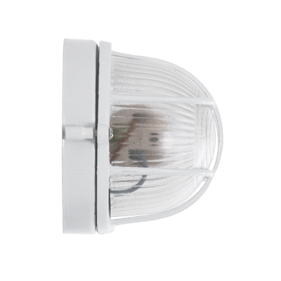 GloboStar® BOATLIGHT 61582 Vintage Industrial Φωτιστικό Τοίχου - Απλίκα - Καραβοχελώνα Εξωτερικού Χώρου Μονόφωτο 1 x E27 AC220-240V Αδιάβροχο IP65 - Σώμα Αλουμινίου & Tempered Glass - Μ21 x Π10.4 x Υ9cm - Λευκό - Οβάλ - 5 Years Warranty