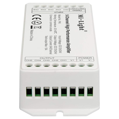 GloboStar® 71429 PA5 Mi-BOXER DC Power & Signal High Speed Amplifier Ενισχυτής Ισχύος & Σήματος Υψηλών Ταχυτήτων 5 Καναλιών DC 12-24V 5 x 6A 144W - Max 15A 360W - IP20 RGBW+WW Μ11.4 x Π4.9 x Υ2.8cm - 5 Years Warranty