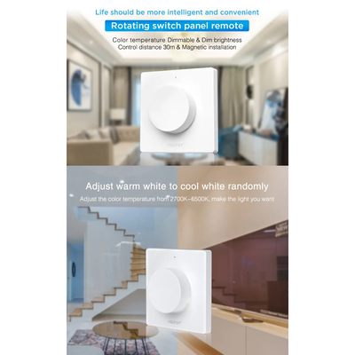 GloboStar® 71443 K1 Mi-BOXER Ασύρματο Επιτοίχιο Χειριστήριο Dimmer RF 2.4Ghz για όλα τα Μονόχρωμα Mi-BOXER Controller DC 3V 1 x CR2032 - IP20 Λευκό Μ8.5 x Π8.5 x Υ2.5cm - 5 Years Warranty