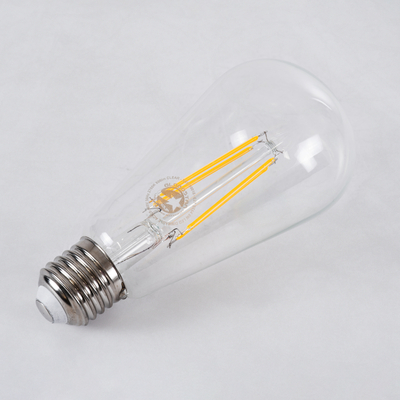 GloboStar® 99016 Λάμπα LED Long Filament E27 ST64 Αχλάδι 8W 800lm 360° AC 220-240V IP20 Φ6.4 x Υ14cm Θερμό Λευκό 2700K με Διάφανο Γυαλί - Dimmable - 3 Years Warranty