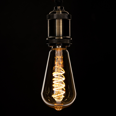 GloboStar® 99144 Λάμπα LED Soft S Spiral Filament E27 ST64 Αχλάδι 4W 280lm 360° AC 220-240V IP20 Φ6.4 x Υ14cm Ultra Θερμό Λευκό 2200K με Μελί Γυαλί - Dimmable - 3 Χρόνια Εγγύηση