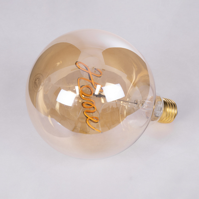 GloboStar® 99254 Λάμπα LED Ultra Thin Soft S Spiral Letter Filament E27 G125 HOME Γλόμπος 2.4W 204lm 360° AC 220-240V IP20 Φ12.5 x Υ18cm Ultra Θερμό Λευκό 2200K με Μελί Γυαλί - Dimmable - 3 Years Warranty