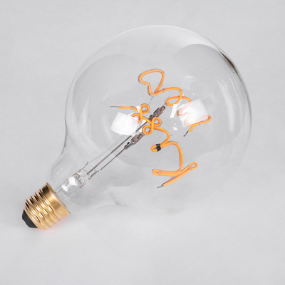 GloboStar® 99257 Λάμπα LED Ultra Thin Soft S Spiral Letter Filament E27 G125 KISS ME Γλόμπος 4W 340lm 360° AC 220-240V IP20 Φ12.5 x Υ18cm Ultra Θερμό Λευκό 2200K με Διάφανο Γυαλί - Dimmable - 3 Χρόνια Εγγύηση