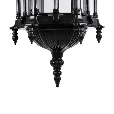 GloboStar® DARCY 00672 Vintage Κρεμαστό Φωτιστικό Ανάρτηση Μονόφωτο 1 x E27 IP20 Μαύρο Μέταλλο με Διάφανο Γυαλί - Μ35 x Π35 x Υ61cm