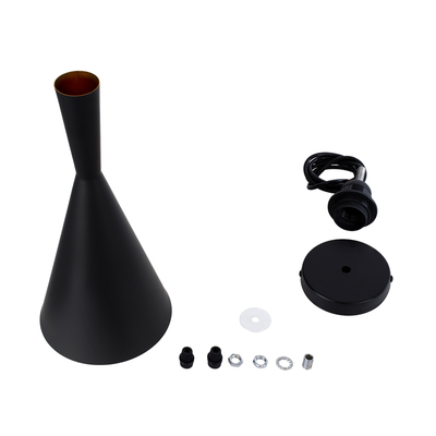 GloboStar® SHANGHAI 01025-C Μοντέρνο Κρεμαστό Φωτιστικό Καμπάνα Μονόφωτο 1 x E27 IP20 Μαύρο & Χρυσό Μέταλλο - Μ19 x Π19 x Υ38cm