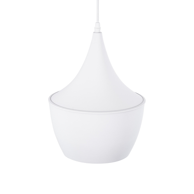 GloboStar® SHANGHAI 01026-A Μοντέρνο Κρεμαστό Φωτιστικό Καμπάνα Μονόφωτο 1 x E27 IP20 Λευκό & Χρυσό Μέταλλο - Μ25 x Π25 x Υ30cm