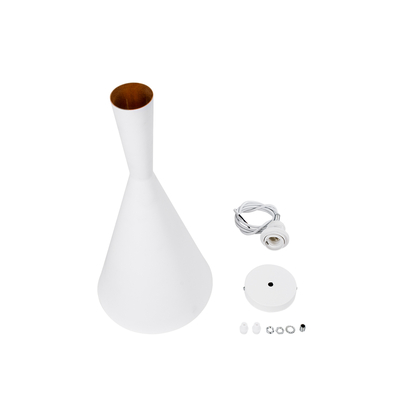 GloboStar® SHANGHAI 01026-C Μοντέρνο Κρεμαστό Φωτιστικό Καμπάνα Μονόφωτο 1 x E27 IP20 Λευκό & Χρυσό Μέταλλο - Μ19 x Π19 x Υ38cm