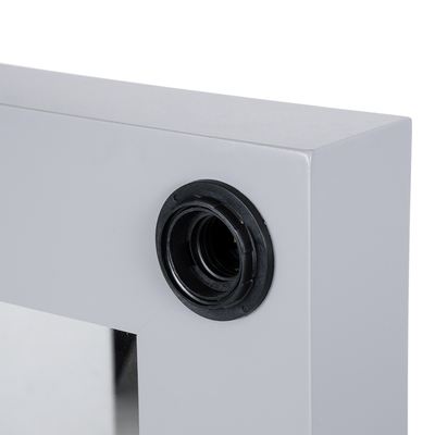 GloboStar® MAKEUP MIRROR-160x80-3 Μοντέρνος Καθρέπτης Μακιγιάζ με Πλαίσιο Φυσικού Ξύλου με Διακόπτη On/Off 20 x E27 AC220-240V - Μ80 x Π7 x Υ160cm - Γκρι Τσιμέντου