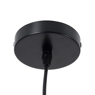 GloboStar® CALYPSO 01334-A Μοντέρνο Κρεμαστό Φωτιστικό Καμπάνα Μονόφωτο 1 x E27 IP20 Μαύρο & Χρυσό Μέταλλο με Μπεζ Ξύλο - Μ36 x Π36 x Υ30cm