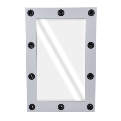 GloboStar® MAKEUP MIRROR-60x90-3 Μοντέρνος Καθρέπτης Μακιγιάζ με Πλαίσιο Φυσικού Ξύλου με Διακόπτη On/Off 10 x E27 AC220-240V - Μ60 x Π7 x Υ90cm - Γκρι Τσιμέντου