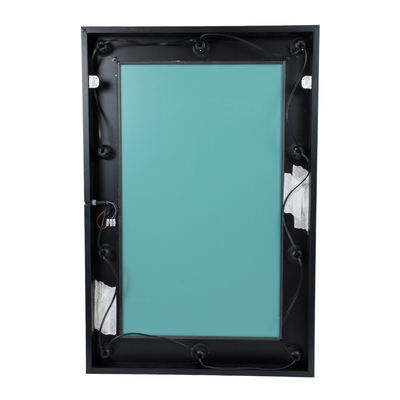 GloboStar® MAKEUP MIRROR-60x90-5 Μοντέρνος Καθρέπτης Μακιγιάζ με Πλαίσιο Φυσικού Ξύλου με Διακόπτη On/Off 10 x E27 AC220-240V - Μ60 x Π7 x Υ90cm - Μαύρος Έβενος