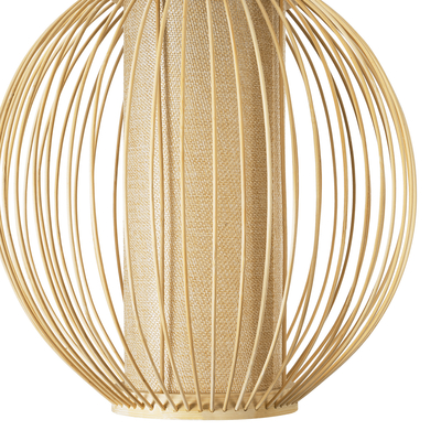 GloboStar® HIBISCUS 01934 Boho Κρεμαστό Φωτιστικό Πλέγμα Μονόφωτο 1 x E27 IP20 Μπεζ Ξύλο - Μ28 x Π28 x Υ28cm