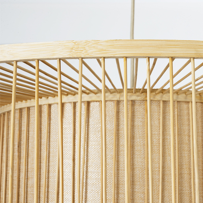 GloboStar® HIBISCUS 01936 Boho Κρεμαστό Φωτιστικό Πλέγμα Μονόφωτο 1 x E27 IP20 Μπεζ Ξύλο - Μ80 x Π80 x Υ38cm