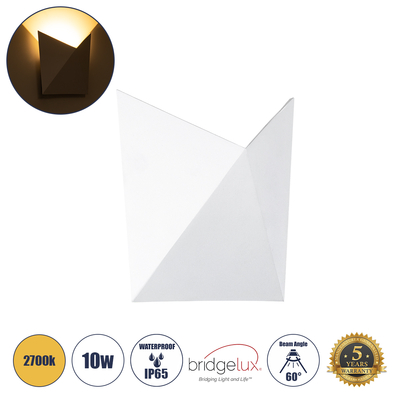 GloboStar® STEALTH 60518 Φωτιστικό Τοίχου - Απλίκα Αρχιτεκτονικού Φωτισμού Εσωτερικού/Εξωτερικού Χώρου Up or Down LED 10W 1000lm 60° AC220-240V Αδιάβροχο IP65 - Σώμα Αλουμινίου & Tempered Glass - Μ17 x Π17 x Υ7.5cm - Θερμό Λευκό 2700K - Λευκό - Bridgelux Chip - 5 Years Warranty