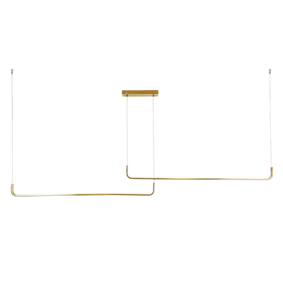 GloboStar® LINARIA DUO 60926 Κρεμαστό Φωτιστικό Οροφής Design LED CCT 72W 8300lm 200° AC 220-240V - Εναλλαγή Φωτισμού μέσω Τηλεχειριστηρίου All In One Ψυχρό 6000k+Φυσικό 4500k+Θερμό 2700k Dimmable Μ220 x Π4 x Υ25cm - Χρυσό Πλατίνα - 3 Years Warranty