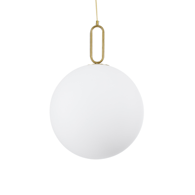 GloboStar® BELLISSIMO 61488 Μοντέρνο Κρεμαστό Φωτιστικό Μπάλα Μονόφωτο 1 x E27 IP20 Λευκό Γυαλί με Χρυσό Μέταλλο - Μ40 x Π40 x Υ62cm