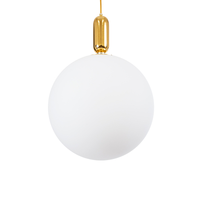 GloboStar® ESTETICO 61494 Μοντέρνο Κρεμαστό Φωτιστικό Μπάλα Μονόφωτο 1 x E27 IP20 Λευκό Γυαλί με Χρυσό Μέταλλο - Μ40 x Π40 x Υ58cm