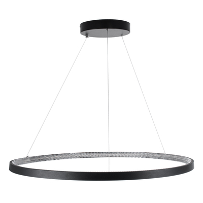 GloboStar® DIAMOND 61520 Κρεμαστό Φωτιστικό Δαχτυλίδι-Κύκλος LED CCT 67W 7504lm 360° AC 220-240V - Εναλλαγή Φωτισμού μέσω Τηλεχειριστηρίου All In One Ψυχρό 6000k+Φυσικό 4500k+Θερμό 2700k Dimmable Φ80cm - Μαύρο - 3 Years Warranty