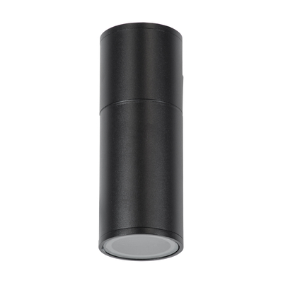 GloboStar® WALLY 77872 Φωτιστικό Τοίχου - Απλίκα Αρχιτεκτονικού Φωτισμού Εσωτερικού/Εξωτερικού Χώρου Up or Down Μονόφωτο 1 x GU10 AC220-240V Αδιάβροχο IP65 - Σώμα Αλουμινίου & Tempered Glass - Μ6.4 x Π11 x Υ17cm - Μαύρο - 5 Years Warranty