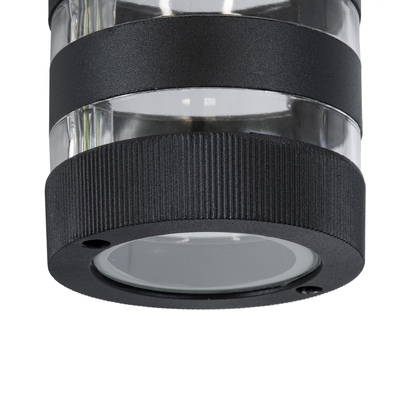 GloboStar® ORION 77882 Φωτιστικό Τοίχου - Απλίκα Αρχιτεκτονικού Φωτισμού Εσωτερικού/Εξωτερικού Χώρου Up or Down Μονόφωτο 1 x GU10 AC220-240V Αδιάβροχο IP65 - Σώμα Αλουμινίου & Tempered Glass - Μ9 x Π15 x Υ23.2cm - Μαύρο - 5 Years Warranty