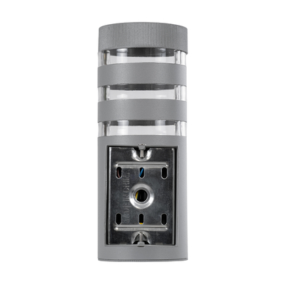 GloboStar® ORION 77884 Φωτιστικό Τοίχου - Απλίκα Αρχιτεκτονικού Φωτισμού Εσωτερικού/Εξωτερικού Χώρου Up or Down Μονόφωτο 1 x GU10 AC220-240V Αδιάβροχο IP65 - Σώμα Αλουμινίου & Tempered Glass - Μ9 x Π15 x Υ23.2cm - Ασημί - 5 Years Warranty