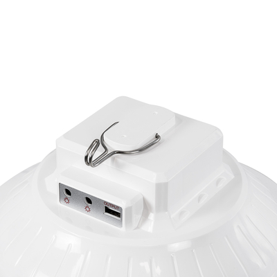 GloboStar® SOLAR-BULB 85350 Αυτόνομη Ηλιακή Κρεμαστή Λάμπα LED Giant Γλόμπος 100W 1000lm 140° 2 Λειτουργιών Ρεύματος με AC 220-240V μέσω USB Αντάπτορα ή με Φωτοβολταικό Panel 6V 12W & Επαναφορτιζόμενη Μπαταρία Li-ion 3.2V 5000mAh - Ενσωματωμένο USB 2.0 Charger Συσκευών DC5V 1000mA - IP54 - Εναλλαγή Φωτισμού μέσω Κουμπιού All In One Ψυχρό 6000k+Φυσικό 4500k+Θερμό 2700k Dimmable - Φ23 x Υ12cm - 2 Years Warranty