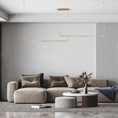 GloboStar® LINARIA DUO 60926 Κρεμαστό Φωτιστικό Οροφής Design LED CCT 72W 8300lm 200° AC 220-240V - Εναλλαγή Φωτισμού μέσω Τηλεχειριστηρίου All In One Ψυχρό 6000k+Φυσικό 4500k+Θερμό 2700k Dimmable Μ220 x Π4 x Υ25cm - Χρυσό Πλατίνα - 3 Years Warranty