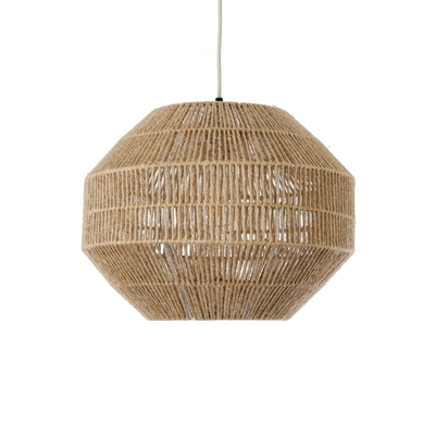 GloboStar® CAYMAN 00522 Boho Κρεμαστό Φωτιστικό Πλέγμα Μονόφωτο 1 x E27 IP20 Μπεζ Σχοινί - Μ40 x Π40 x Υ30cm
