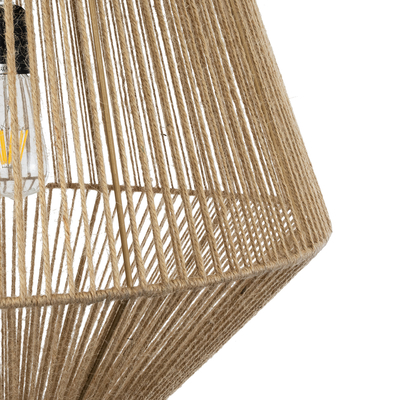 GloboStar® CAYMAN 01854 Boho Κρεμαστό Φωτιστικό Πλέγμα Μονόφωτο 1 x E27 IP20 Μπεζ Σχοινί - Μ60 x Π60 x Υ86cm