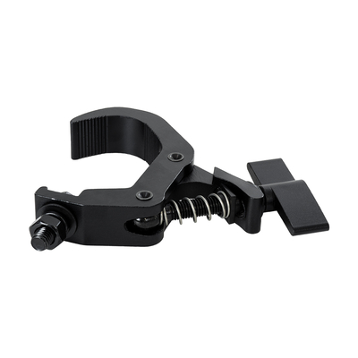 GloboStar® CLAMPS 51180 Επαγγελματικός Γάντζος Hook Αλουμινίου Ύψηλης Αντοχής για Κρέμαση, Στήριξη & Τοποθέτηση Προϊόντων Stage σε Τράσες - Μ16 x Π12 x Υ2.5cm - Μαύρο
