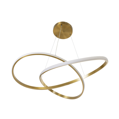 GloboStar® DEXTER 60916 Κρεμαστό Φωτιστικό Οροφής Design LED CCT 90W 10080lm 300° AC 220-240V - Εναλλαγή Φωτισμού μέσω Τηλεχειριστηρίου All In One Ψυχρό 6000k+Φυσικό 4500k+Θερμό 2700k Dimmable Φ73cm - Χρυσό Βούρτσας - 3 Years Warranty