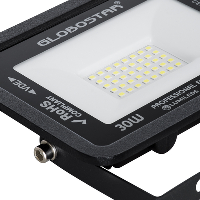 GloboStar® ATLAS 61416 Επαγγελματικός Προβολέας LED 30W 3750lm 120° AC 220-240V - Αδιάβροχος IP67 - Μ16 x Π2.5 x Υ12.5cm - Μαύρο - Ψυχρό Λευκό 6000K - LUMILEDS Chips - TÜV Rheinland Certified - 5 Years Warranty