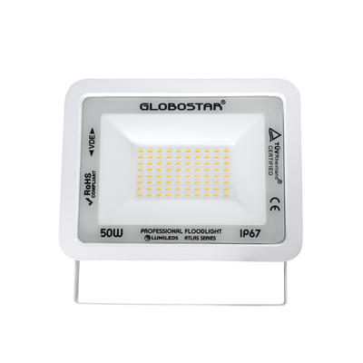 GloboStar® ATLAS 61421 Επαγγελματικός Προβολέας LED 50W 5750lm 120° AC 220-240V - Αδιάβροχος IP67 - Μ21 x Π3.5 x Υ16cm - Λευκό - Θερμό Λευκό 2700K - LUMILEDS Chips - TÜV Rheinland Certified - 5 Years Warranty