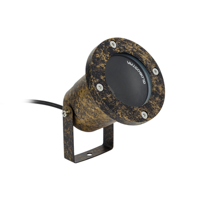 GloboStar® GARDELINI 61485 Καρφωτό Κινούμενο Φωτιστικό Σποτ Κήπου με Ντουί 1 x GU10 VDE Certified AC 220-240V Αδιάβροχο IP65 - Σώμα Αλουμινίου & Υψηλής Αντοχής Tempered Glass & Μ40cm VDE Καλώδιο Σύνδεσης - Φ10 x Υ30cm - Χρυσό Εφέ Σκουριάς - 5 Χρόνια Εγγύηση