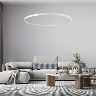 GloboStar® DIAMOND 61518 Κρεμαστό Φωτιστικό Δαχτυλίδι-Κύκλος LED CCT 75W 8400lm 360° AC 220-240V - Εναλλαγή Φωτισμού μέσω Τηλεχειριστηρίου All In One Ψυχρό 6000k+Φυσικό 4500k+Θερμό 2700k Dimmable Φ100cm - Λευκό - 3 Years Warranty