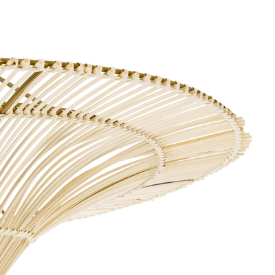 GloboStar® PALERMO 02153 Boho Φωτιστικό Οροφής Πλέγμα Μονόφωτο 1 x E27 IP20 Μπεζ Ξύλο - Μ100 x Π100 x Υ55cm