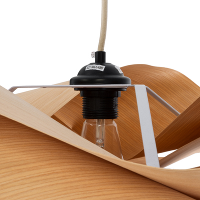 GloboStar® SARDIGNA 02180 Boho Κρεμαστό Φωτιστικό Πλέγμα Μονόφωτο 1 x E27 IP20 Καφέ Ξύλο - Μ60 x Π60 x Υ30cm