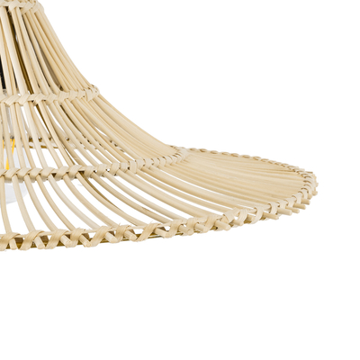 GloboStar® PALERMO 02208 Boho Κρεμαστό Φωτιστικό Πλέγμα Μονόφωτο 1 x E27 IP20 Μπεζ Ξύλο - Μ60 x Π60 x Υ20cm