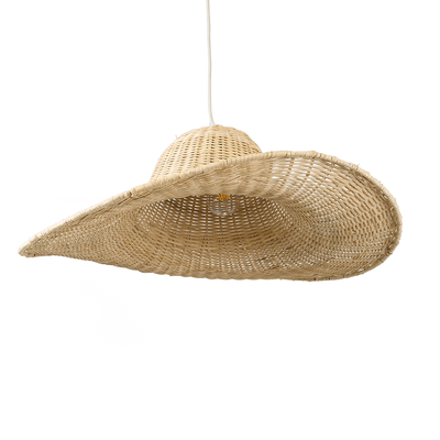 GloboStar® ESPARGOS 02214 Boho Κρεμαστό Φωτιστικό Πλέγμα Μονόφωτο 1 x E27 IP20 Μπεζ Ξύλο - Μ70 x Π70 x Υ35cm