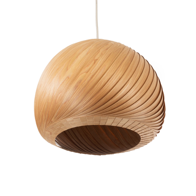 GloboStar® KAILANI 02243 Boho Κρεμαστό Φωτιστικό Καμπάνα Μονόφωτο 1 x E27 IP20 Καφέ Ξύλο - Μ40 x Π40 x Υ30cm