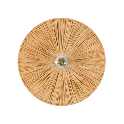 GloboStar® COLOMBO 02277 Boho Επιτοίχιο Φωτιστικό Απλίκα Μονόφωτο 1 x E27 IP20 Μπεζ Ράφια - Μ40 x Π40 x Υ9cm