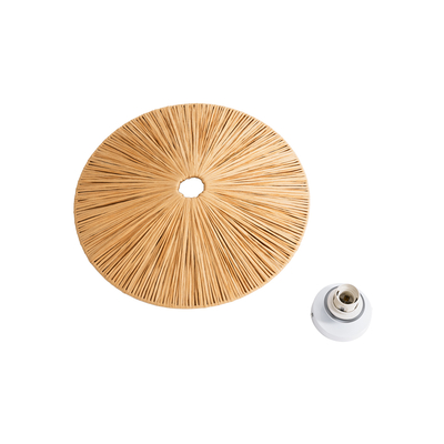 GloboStar® COLOMBO 02277 Boho Επιτοίχιο Φωτιστικό Απλίκα Μονόφωτο 1 x E27 IP20 Μπεζ Ράφια - Μ40 x Π40 x Υ9cm