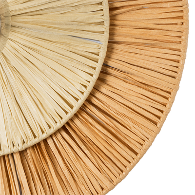 GloboStar® COLOMBO 02278 Boho Επιτοίχιο Φωτιστικό Απλίκα Μονόφωτο 1 x E27 IP20 Μπεζ Ράφια - Μ40 x Π40 x Υ9cm